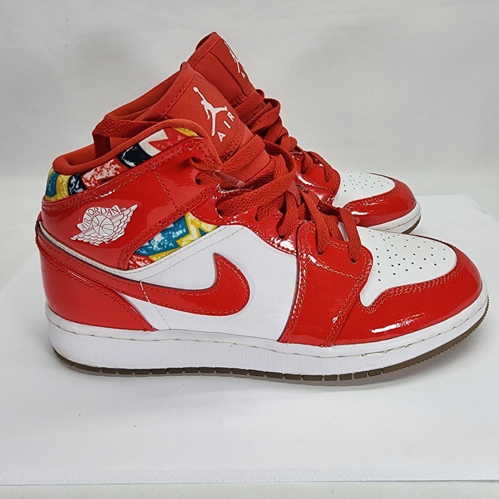 No box - Jordan Air Jordan 1 Mid Red White Boys Sneakers US 5.5Y DC7248-600